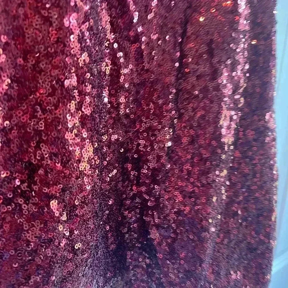 Dance in the‎ Spotlight Burgundy Satin Sequin Bustier Mini Dress Size M B25 - Picture 7 of 8